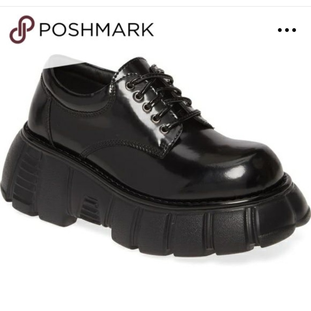 Jeffrey Campbell Barge Derby Platform Shoes Black Size 6